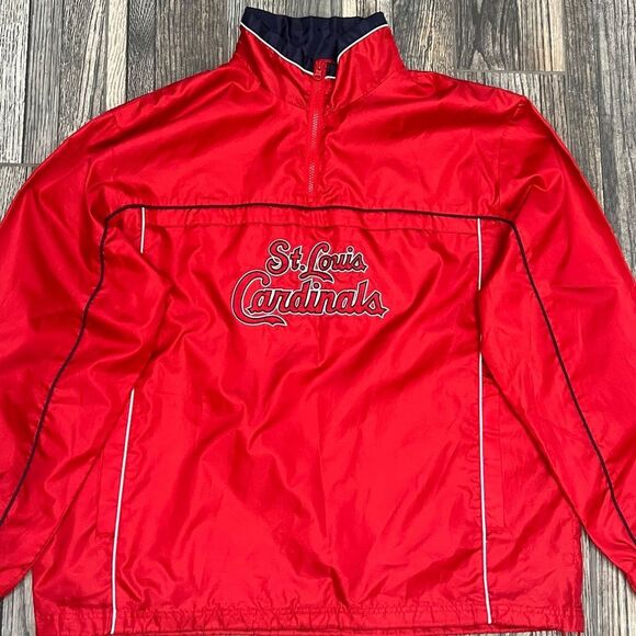 🔥⚾️ VIntage ST. LOUIS CARDINALS MLB  Lightweight 1/4 Zip Windbreaker Jacket -EU - Picture 1 of 13